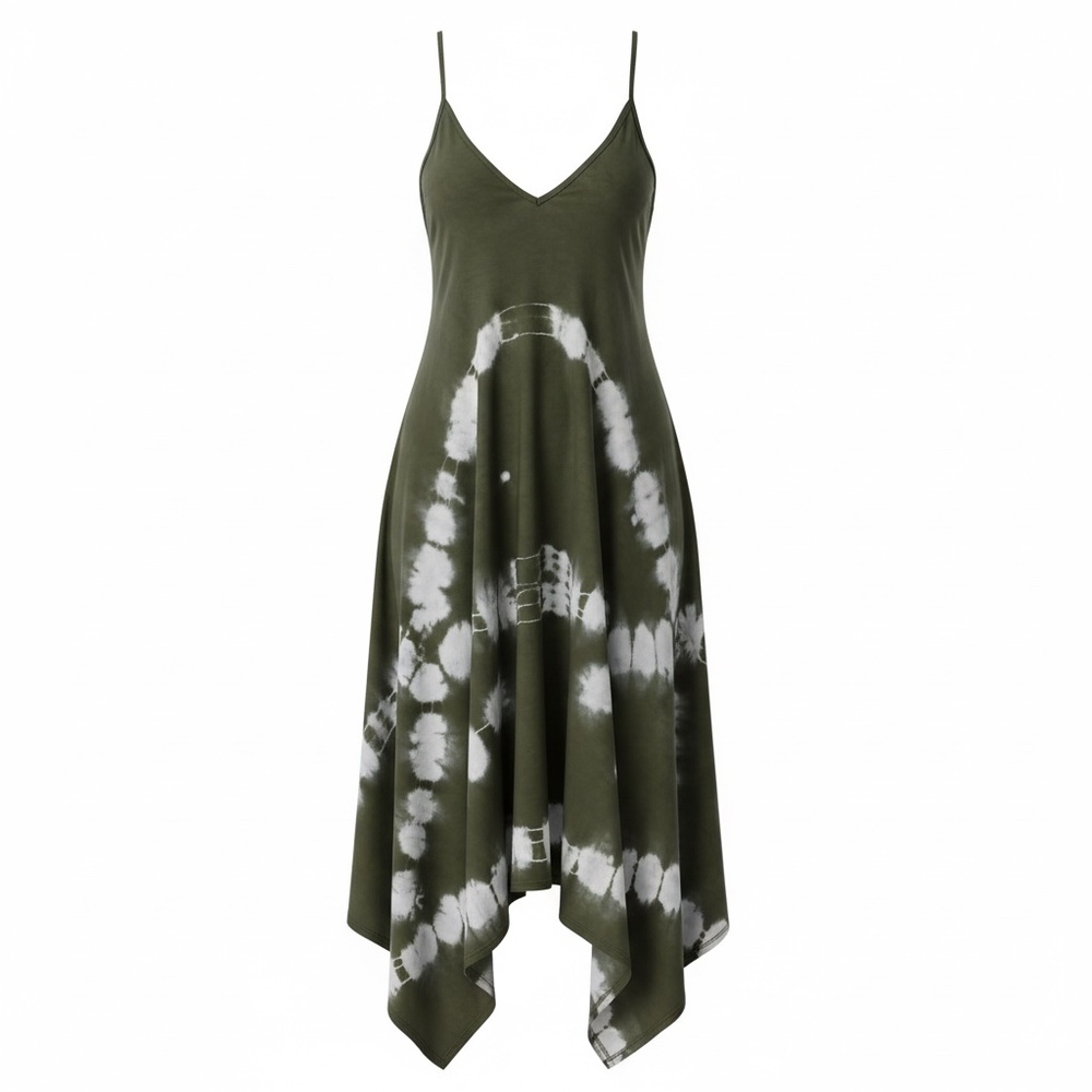 Kori America green tie dye dress strap sleeveless women's midi, Size Small‎